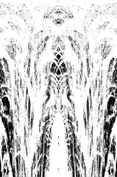 Grunge dikey olarak simetrik siyah beyaz doku. Tek renkli yıpranmış kaplama deseni. 