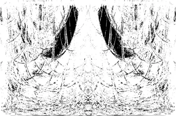 Grunge dikey olarak simetrik siyah beyaz doku. Tek renkli yıpranmış kaplama deseni. 