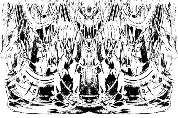 Grunge dikey olarak simetrik siyah beyaz doku. Tek renkli yıpranmış kaplama deseni. 