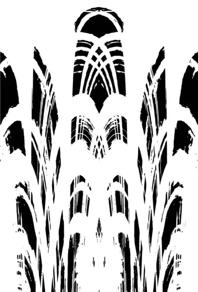 Grunge dikey olarak simetrik siyah beyaz doku. Tek renkli yıpranmış kaplama deseni. 