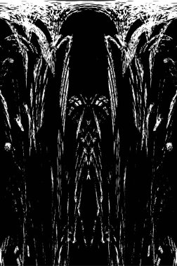 Grunge dikey olarak simetrik siyah beyaz doku. Tek renkli yıpranmış kaplama deseni. 