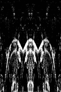 Grunge dikey olarak simetrik siyah beyaz doku. Tek renkli yıpranmış kaplama deseni. 