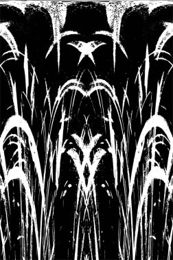 Grunge dikey olarak simetrik siyah beyaz doku. Tek renkli yıpranmış kaplama deseni. 