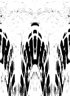 Grunge dikey olarak simetrik siyah beyaz doku. Tek renkli yıpranmış kaplama deseni. 