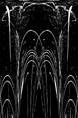 Grunge dikey olarak simetrik siyah beyaz doku. Tek renkli yıpranmış kaplama deseni. 