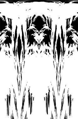 Grunge dikey olarak simetrik siyah beyaz doku. Tek renkli yıpranmış kaplama deseni. 