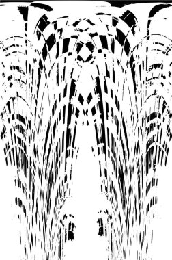 Grunge dikey olarak simetrik siyah beyaz doku. Tek renkli yıpranmış kaplama deseni. 