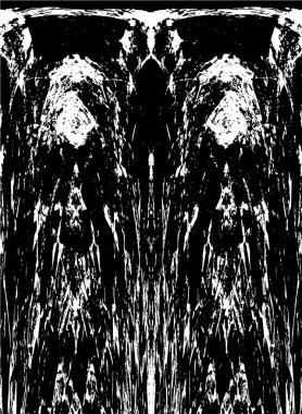 Grunge dikey olarak simetrik siyah beyaz doku. Tek renkli yıpranmış kaplama deseni. 