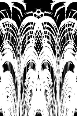 Grunge dikey olarak simetrik siyah beyaz doku. Tek renkli yıpranmış kaplama deseni. 