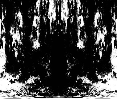 Grunge dikey olarak simetrik siyah beyaz doku. Tek renkli yıpranmış kaplama deseni. 