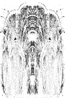 Grunge dikey olarak simetrik siyah beyaz doku. Tek renkli yıpranmış kaplama deseni. 