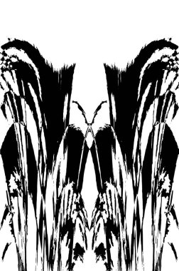 Grunge dikey olarak simetrik siyah beyaz doku. Tek renkli yıpranmış kaplama deseni. 