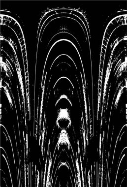 Grunge dikey olarak simetrik siyah beyaz doku. Tek renkli yıpranmış kaplama deseni. 