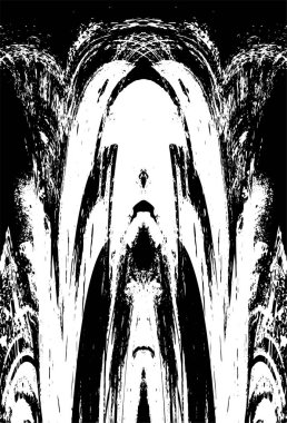 Grunge dikey olarak simetrik siyah beyaz doku. Tek renkli yıpranmış kaplama deseni. 