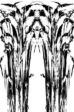 Grunge dikey olarak simetrik siyah beyaz doku. Tek renkli yıpranmış kaplama deseni. 