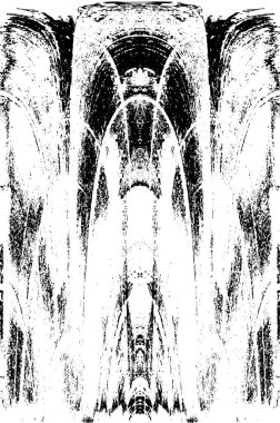 Grunge dikey olarak simetrik siyah beyaz doku. Tek renkli yıpranmış kaplama deseni. 