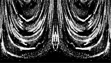 Grunge dikey olarak simetrik siyah beyaz doku. Tek renkli yıpranmış kaplama deseni. 