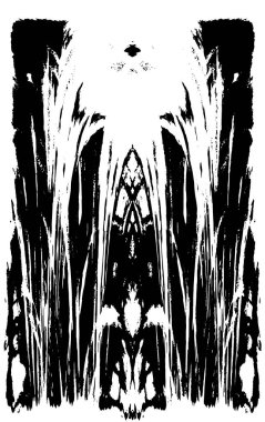 Grunge dikey olarak simetrik siyah beyaz doku. Tek renkli yıpranmış kaplama deseni. 