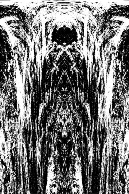 Grunge dikey olarak simetrik siyah beyaz doku. Tek renkli yıpranmış kaplama deseni. 