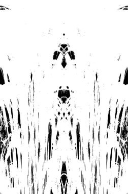 Grunge dikey olarak simetrik siyah beyaz doku. Tek renkli yıpranmış kaplama deseni. 