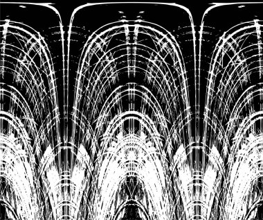 Grunge dikey olarak simetrik siyah beyaz doku. Tek renkli yıpranmış kaplama deseni. 