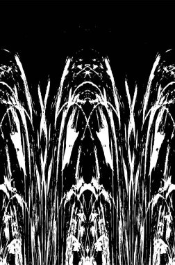 Grunge dikey olarak simetrik siyah beyaz doku. Tek renkli yıpranmış kaplama deseni. 