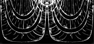 Grunge dikey olarak simetrik siyah beyaz doku. Tek renkli yıpranmış kaplama deseni. 