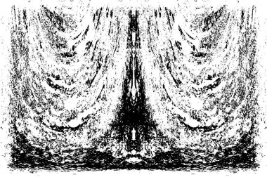 Grunge dikey olarak simetrik siyah beyaz doku. Tek renkli yıpranmış kaplama deseni. 