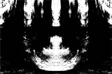 Grunge dikey olarak simetrik siyah beyaz doku. Tek renkli yıpranmış kaplama deseni. 