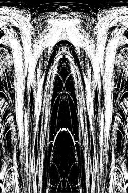 Grunge dikey olarak simetrik siyah beyaz doku. Tek renkli yıpranmış kaplama deseni. 