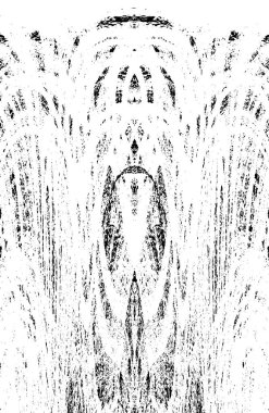 Grunge dikey olarak simetrik siyah beyaz doku. Tek renkli yıpranmış kaplama deseni. 