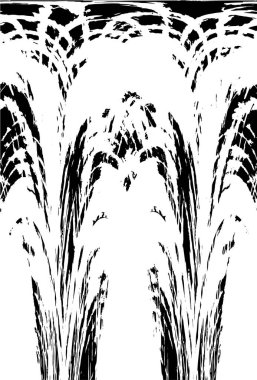 Grunge dikey olarak simetrik siyah beyaz doku. Tek renkli yıpranmış kaplama deseni. 