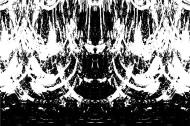 Grunge dikey olarak simetrik siyah beyaz doku. Tek renkli yıpranmış kaplama deseni. 