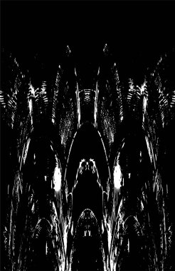 Grunge dikey olarak simetrik siyah beyaz doku. Tek renkli yıpranmış kaplama deseni. 