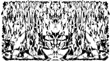 Grunge dikey olarak simetrik siyah beyaz doku. Tek renkli yıpranmış kaplama deseni. 