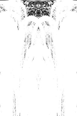 Grunge dikey olarak simetrik siyah beyaz doku. Tek renkli yıpranmış kaplama deseni. 