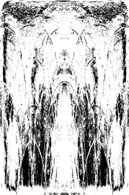 Grunge dikey olarak simetrik siyah beyaz doku. Tek renkli yıpranmış kaplama deseni. 