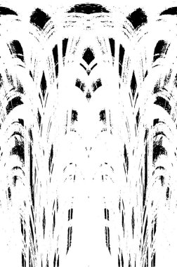 Grunge dikey olarak simetrik siyah beyaz doku. Tek renkli yıpranmış kaplama deseni. 