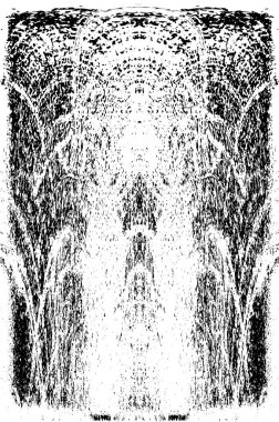 Grunge dikey olarak simetrik siyah beyaz doku. Tek renkli yıpranmış kaplama deseni. 