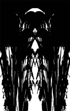 Grunge dikey olarak simetrik siyah beyaz doku. Tek renkli yıpranmış kaplama deseni. 