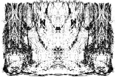 Grunge dikey olarak simetrik siyah beyaz doku. Tek renkli yıpranmış kaplama deseni. 