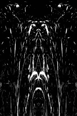 Grunge dikey olarak simetrik siyah beyaz doku. Tek renkli yıpranmış kaplama deseni. 