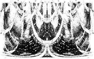 Grunge dikey olarak simetrik siyah beyaz doku. Tek renkli yıpranmış kaplama deseni. 