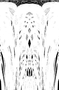 Grunge dikey olarak simetrik siyah beyaz doku. Tek renkli yıpranmış kaplama deseni. 