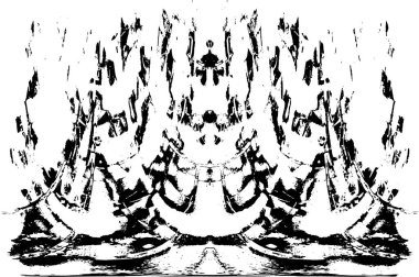 Grunge dikey olarak simetrik siyah beyaz doku. Tek renkli yıpranmış kaplama deseni. 