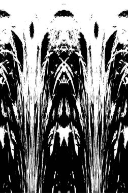 Grunge dikey olarak simetrik siyah beyaz doku. Tek renkli yıpranmış kaplama deseni. 