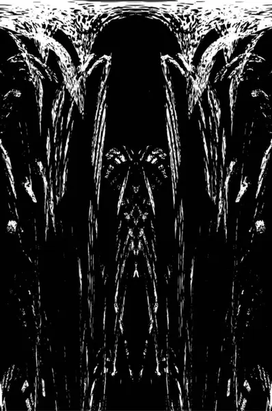 Grunge dikey olarak simetrik siyah beyaz doku. Tek renkli yıpranmış kaplama deseni. 