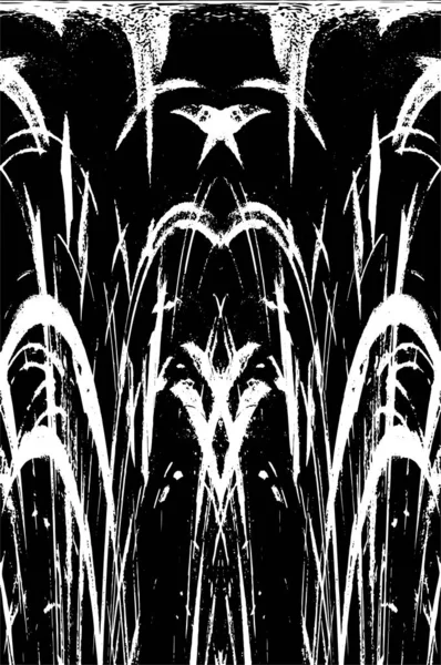 Grunge dikey olarak simetrik siyah beyaz doku. Tek renkli yıpranmış kaplama deseni. 