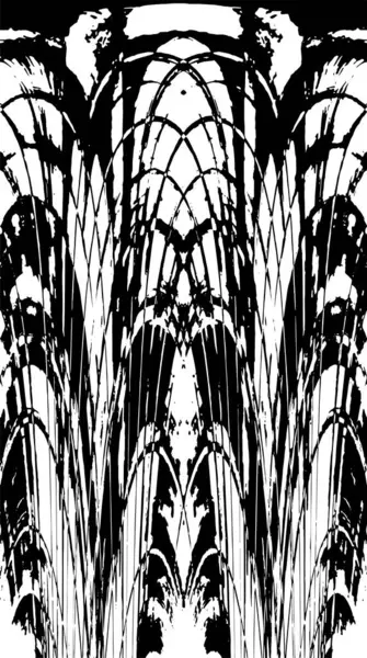 Grunge dikey olarak simetrik siyah beyaz doku. Tek renkli yıpranmış kaplama deseni. 