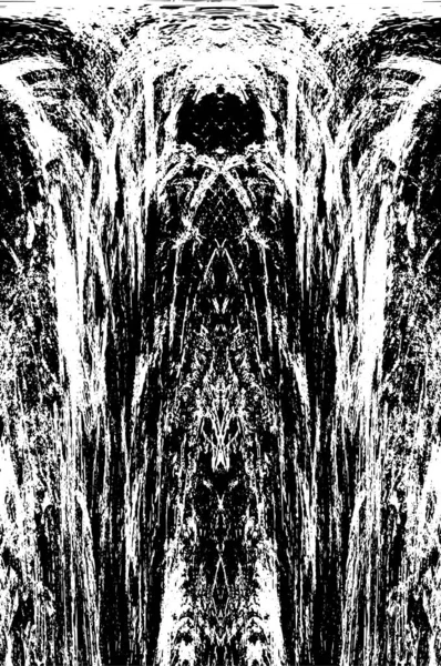 Grunge dikey olarak simetrik siyah beyaz doku. Tek renkli yıpranmış kaplama deseni. 